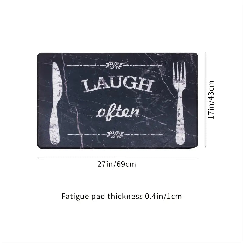 Black Non-slip Waterproof Kitchen Mat - 1pc