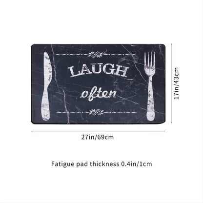 Black Non-slip Waterproof Kitchen Mat - 1pc
