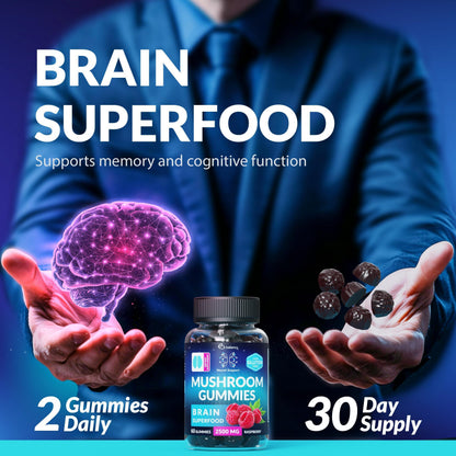 Mushroom Gummies Lion's Mane and Reishi for Cognitive Clarity 60 Gummies