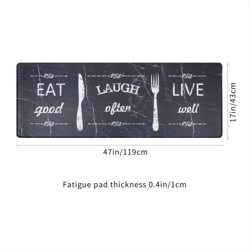 Black Non-slip Waterproof Kitchen Mat - 1pc