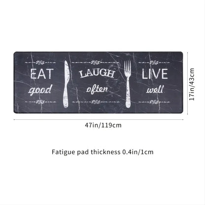 Black Non-slip Waterproof Kitchen Mat - 1pc