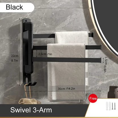 1pc Wall Mounted Swivel Towel Rack for Bathroom